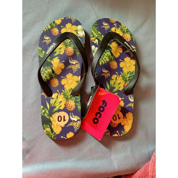 Foco Minnesota Vikings sandles Thong Flip Flops Women’s 10 NFL Football - Picture 2 of 6